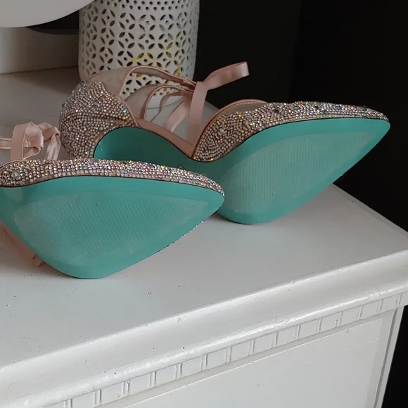 Blue by Betsey Johnson Pink and Silver Rhinestone Heels - Picture 3 of 6